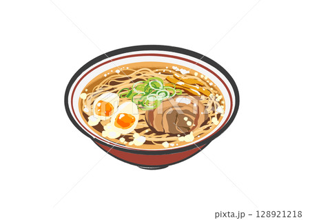しょうゆラーメンのおいしそうなイラスト 128921218
