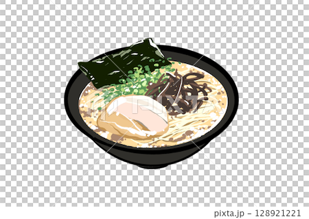 とんこつラーメンのおいしそうなイラスト 128921221