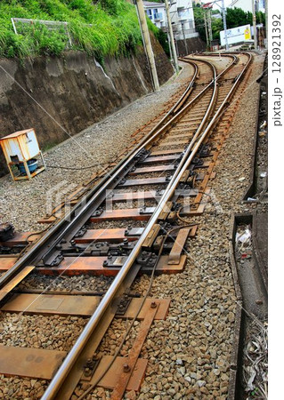 単線路線での列車行違い(列車交換)をする目的で設けられた… 【信号場】のスプリングポイント 単線路線での列車行違い(列車交換)をする目的で設けられた… 【信号場】のスプリングポイント 128921392