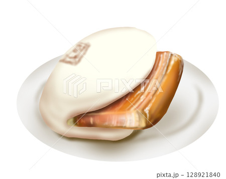 角煮まんじゅうの手描きイラスト 128921840