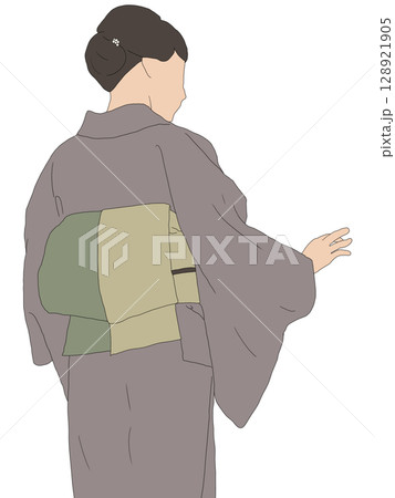 着物の女性の後ろ姿 128921905