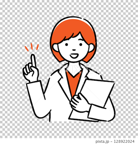 年輕女醫務人員進行解釋的簡單插圖 128922024