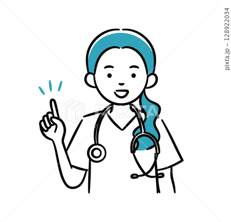 説明をする若い女性医療従事者のシンプルイラスト 説明をする若い女性医療従事者のシンプルイラスト 128922034