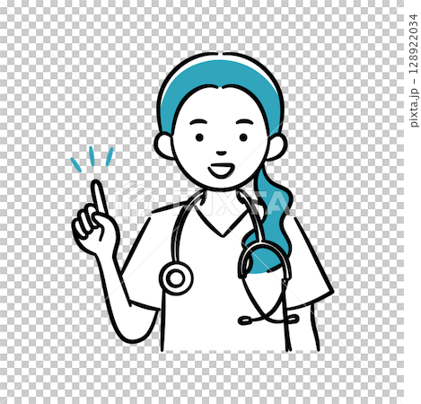 年輕女醫務人員進行解釋的簡單插圖 128922034