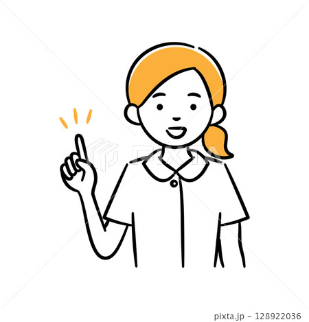説明をする若い女性医療従事者のシンプルイラスト 説明をする若い女性医療従事者のシンプルイラスト 128922036