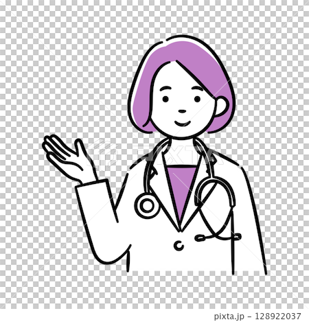 年輕女醫務人員進行指導的簡單圖示 128922037