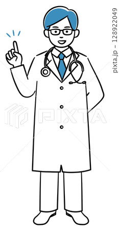 説明をする若い男性医療従事者のシンプルイラスト 説明をする若い男性医療従事者のシンプルイラスト 128922049