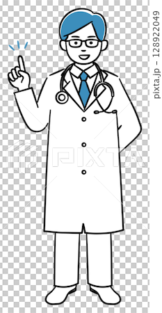 説明をする若い男性医療従事者のシンプルイラスト 説明をする若い男性医療従事者のシンプルイラスト 128922049
