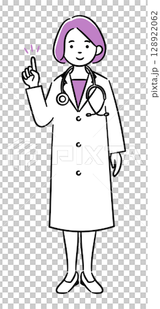 説明をする若い女性医療従事者のシンプルイラスト 説明をする若い女性医療従事者のシンプルイラスト 128922062