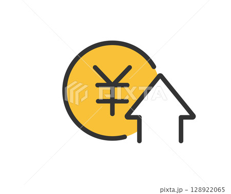 日本円と矢印の上昇アイコン | 資産増加 金融 イメージ お金 経済 ビジネス ベクター素材 128922065