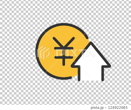 日本円と矢印の上昇アイコン | 資産増加 金融 イメージ お金 経済 ビジネス ベクター素材 128922065
