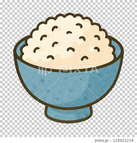 かわいい白ごはんの手描き風アイコン 128922214
