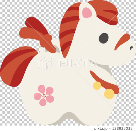 馬，馬駒，馬，馬年，泥鈴，2026 年新年，新年賀卡材料，2026 年，可愛，現代日式，插圖 128923035