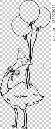 Cute Emu Birthday with Balloons in Beak Doodle Outline, Australia Animal Birthday Cute Emu Birthday with Balloons in Beak Doodle Outline, Australia Animal Birthday 128923053