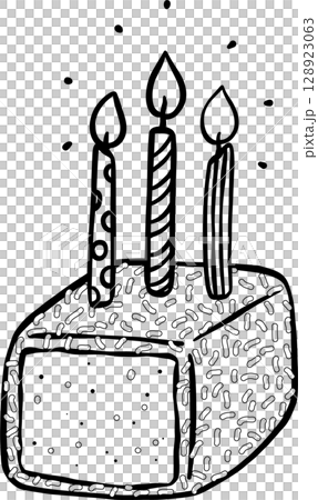 Lamington Birthday Cake with Candles Doodle Outline Hand Drawn Lamington Birthday Cake with Candles Doodle Outline Hand Drawn 128923063