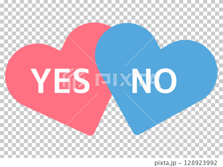 心形圖標，上面寫著“YES”和“NO”，代表雙重標準 128923992