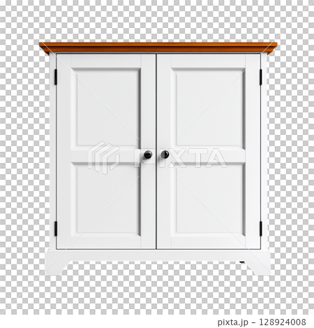 Elegant White Cabinet with Wooden Top and Classic Design for Home Decor and Storage Needs 128924008