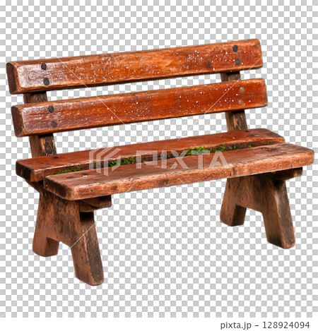 Rustic Wooden Bench with Simple Design Perfect for Outdoor Garden and Park Spaces 128924094