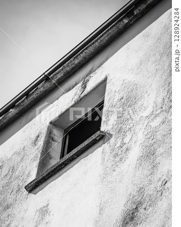 Modern Minimalist Architecture Exterior Wall Window Design Grey Home City Roof Stone White Black 128924284