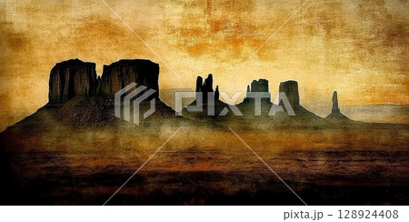 Monument Valley Sunrise Dramatic Silhouette Arizona Landscape Sky Gold Dark View West Rock Mesa Wild Monument Valley Sunrise Dramatic Silhouette Arizona Landscape Sky Gold Dark View West Rock Mesa Wild 128924408