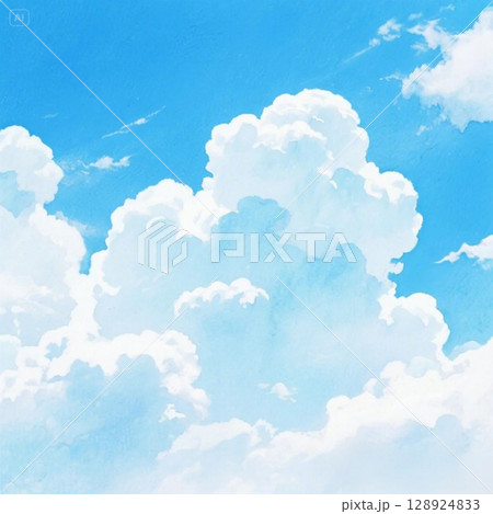 夏の青空と白い雲 128924833