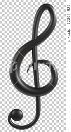 立体的なト音記号のイラスト 128924923