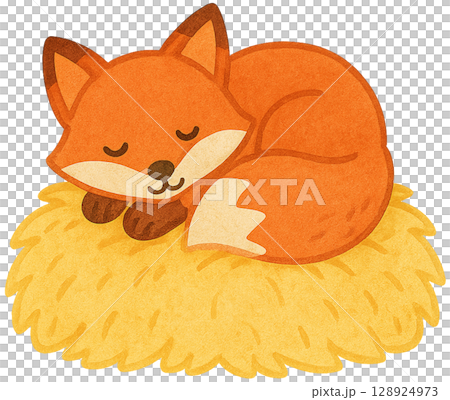 Fox on Hay Bale Fox on Hay Bale 128924973