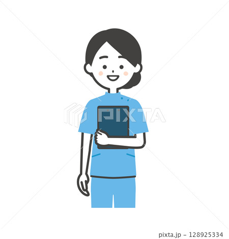 バインダーを持つケーシー姿の女性イラスト 128925334