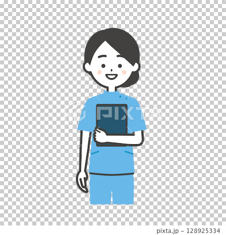 バインダーを持つケーシー姿の女性イラスト 128925334