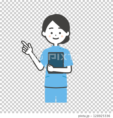 ケーシー姿の女性イラスト 128925336