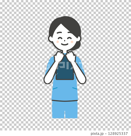 バインダーを抱えるケーシー姿の女性イラスト 128925337
