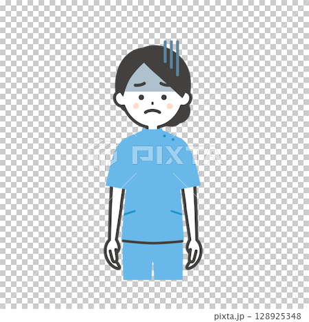 Illustration of a woman in a Casey costume with a gloomy expression 128925348