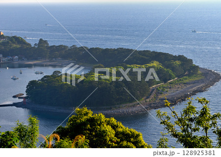 中部地方・伊豆半島・夕映えの丘・駐車場から見下ろす、戸田港と御浜岬・静岡県沼津市戸田(7) 128925381