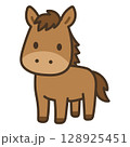 立っているシンプルでかわいい馬のイラスト 128925451