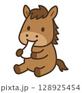餅を食べるかわいい馬のイラスト 128925454