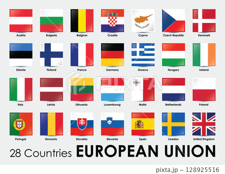 Vector illustration of square shape flags of the 25 countries European Union Vector illustration of square shape flags of the 25 countries European Union 128925516