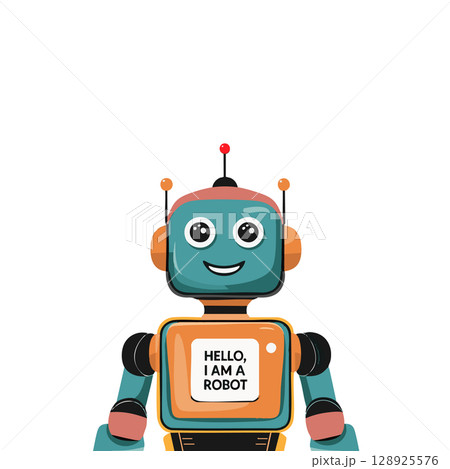 挨拶をするロボットのイラスト 128925576