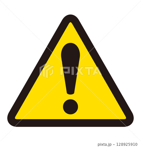 黄色い三角形の注意マーク　警告サイン　危険シンボル 128925910