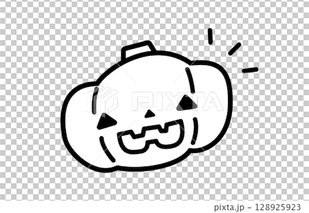 かわいいハロウィンのかぼちゃのイラスト お化けカボチャ ジャックオランタン 128925923