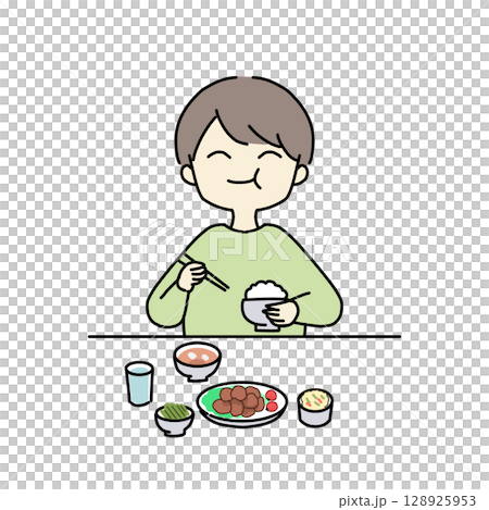 A man eating a lot of rice A man eating a lot of rice 128925953