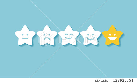 星評価をタップする手 レビュー | ベクター素材 背景 アイキャッチ 128926351
