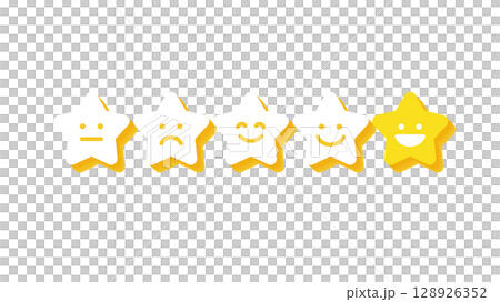 レビュー 星 クリック 顧客満足 高評価 アイコン | ベクター素材 アイキャッチ 背景 カード 128926352