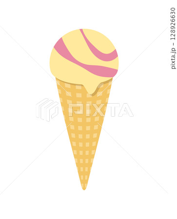アイスクリーム　バニラ　ストロベリー　コーン　アイス　イラスト 128926630