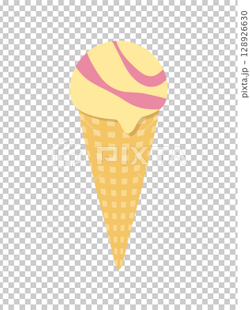 アイスクリーム　バニラ　ストロベリー　コーン　アイス　イラスト 128926630