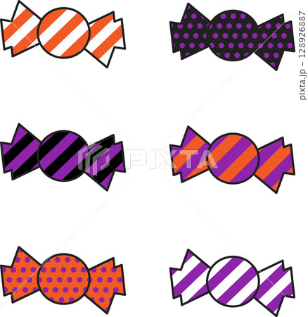 イラスト素材:ハロウィンカラーのベクター飴玉セット イラスト素材:ハロウィンカラーのベクター飴玉セット 128926887