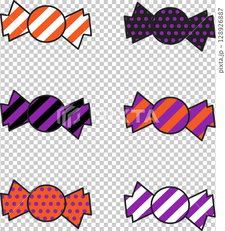 イラスト素材:ハロウィンカラーのベクター飴玉セット イラスト素材:ハロウィンカラーのベクター飴玉セット 128926887