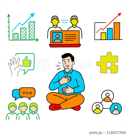 Graphs, communication, and teamwork illustrate growth and connection 128927260