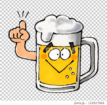 指差しする生ビールのキャラクター 指差しする生ビールのキャラクター 128927668