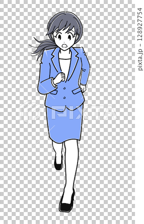 走っているスーツのOLさん（シンプル） 128927754