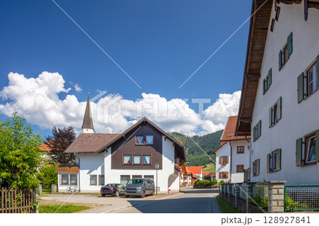 Streets of a Small Austrian Town on a Sunny Day 128927841
